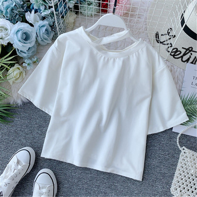 Tricou de damă modern cu mâneci scurte și decolteu O în diferite culori