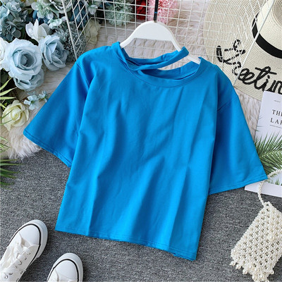 Tricou de damă modern cu mâneci scurte și decolteu O în diferite culori