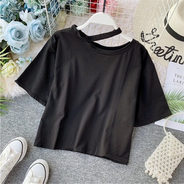 Tricou de damă modern cu mâneci scurte și decolteu O în diferite culori