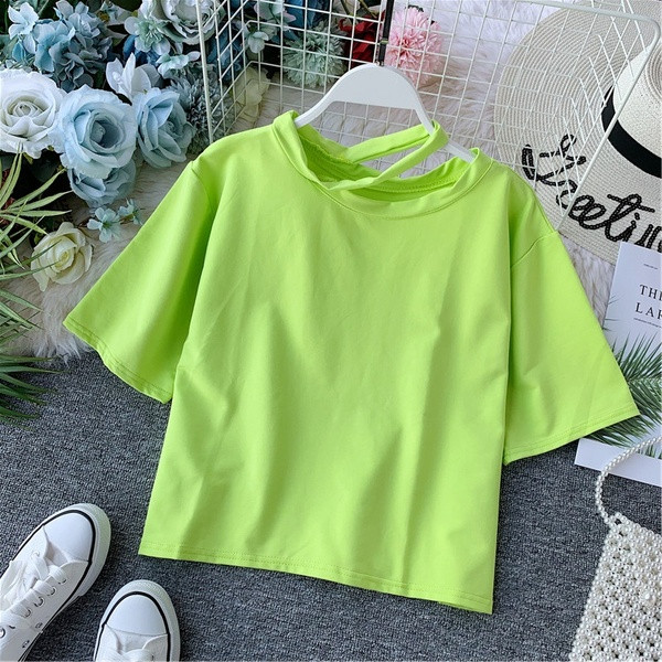 Tricou de damă modern cu mâneci scurte și decolteu O în diferite culori