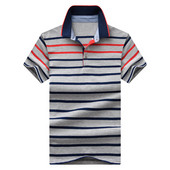 Tricou bărbătesc cu dungi în trei culori cu nasturi