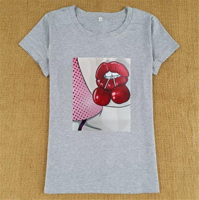 Tricou casual dama cu imprimeu in alb, negru si gri