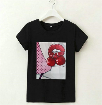 Tricou casual dama cu imprimeu in alb, negru si gri