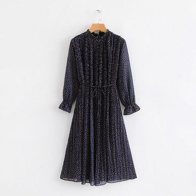 Rochie de dama din sifon cu maneci lungi cu elastic in mai multe culori