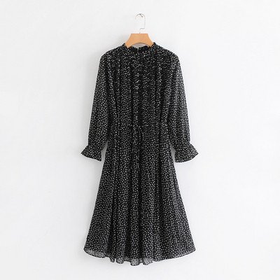 Rochie de dama din sifon cu maneci lungi cu elastic in mai multe culori