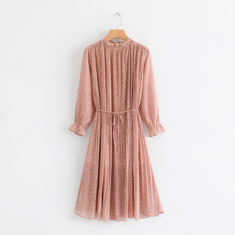 Rochie de dama din sifon cu maneci lungi cu elastic in mai multe culori