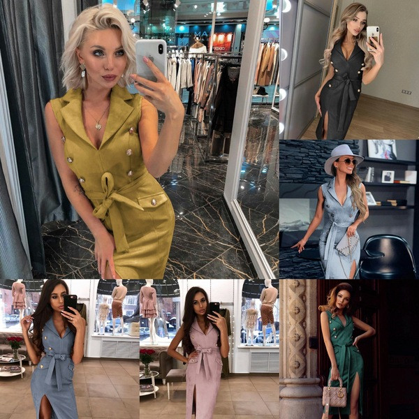 Rochie moderna de dama cu curea si nasturi in mai multe culori