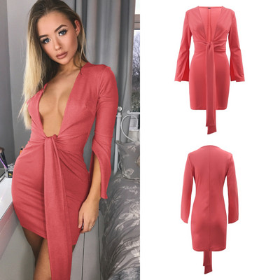 Rochie moderna de dama Model subtire cu decolteu adanc in mai multe culori