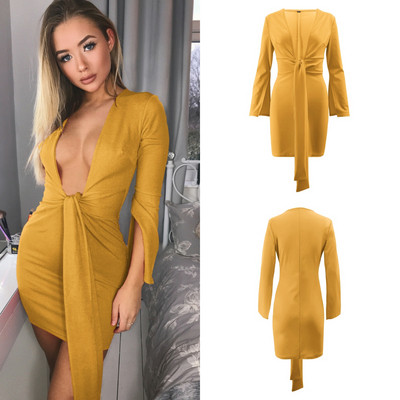 Rochie moderna de dama Model subtire cu decolteu adanc in mai multe culori