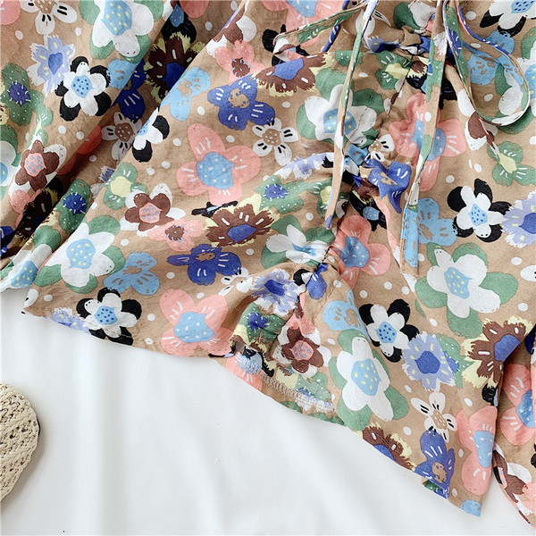 Bluza scurta dama casual cu maneci 3/4 si model floral