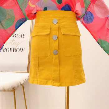 Дамска дънкова пола с висока талия в няколко цвята