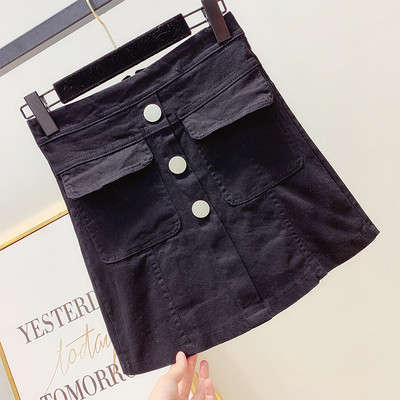 Дамска дънкова пола с висока талия в няколко цвята