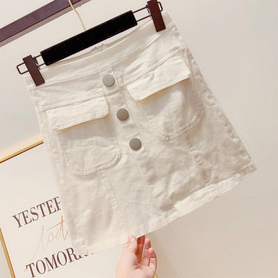 Дамска дънкова пола с висока талия в няколко цвята