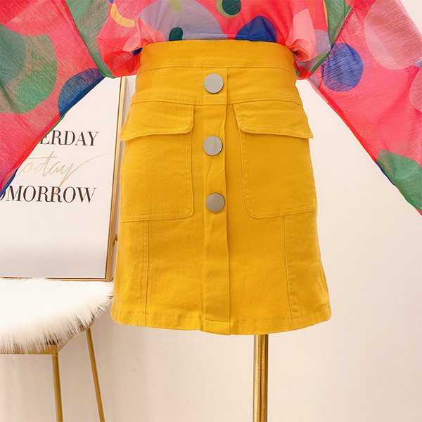 Дамска дънкова пола с висока талия в няколко цвята