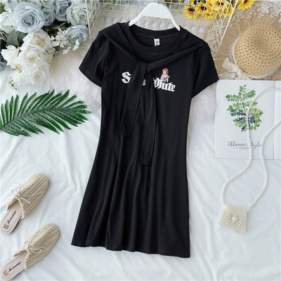 Rochie casual de dama cu maneci scurte si imprimeu in trei culori