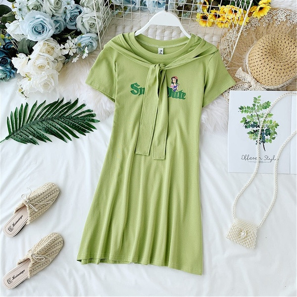 Rochie casual de dama cu maneci scurte si imprimeu in trei culori