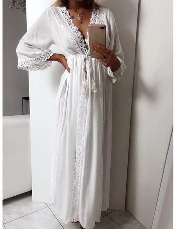 Дамска лятна рокля дълъг модел с връзка в няколко цвята 