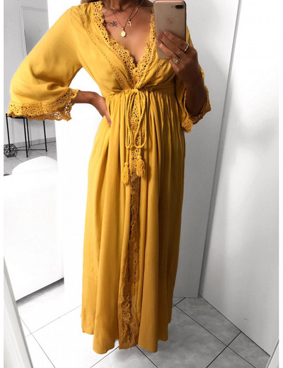 Дамска лятна рокля дълъг модел с връзка в няколко цвята 