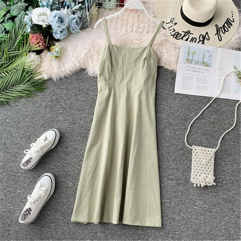 Rochie casual de dama cu bretele subtiri in trei culori