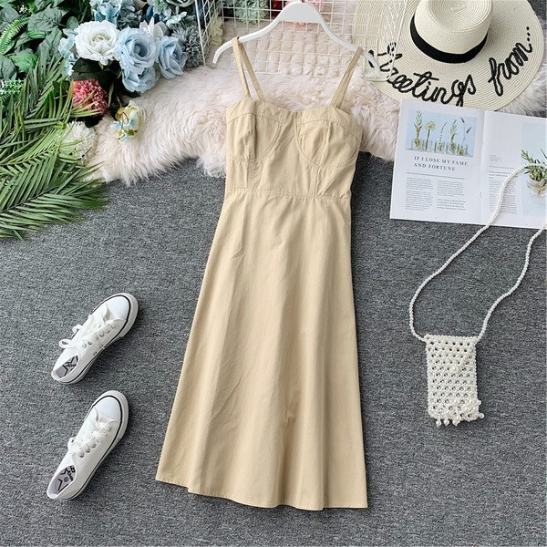 Rochie casual de dama cu bretele subtiri in trei culori