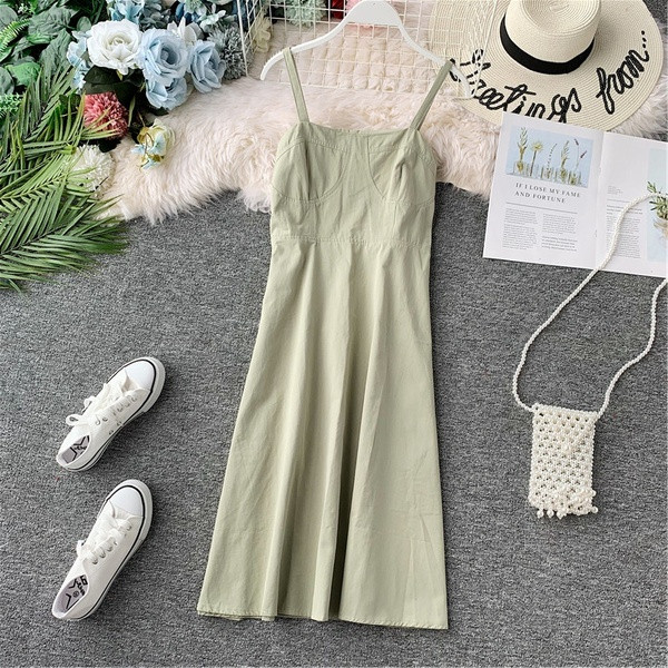 Rochie casual de dama cu bretele subtiri in trei culori