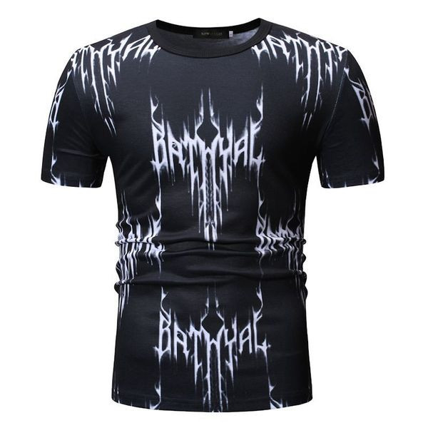 Модерна мъжка тениска с къс ръкав в черно-бял цвят