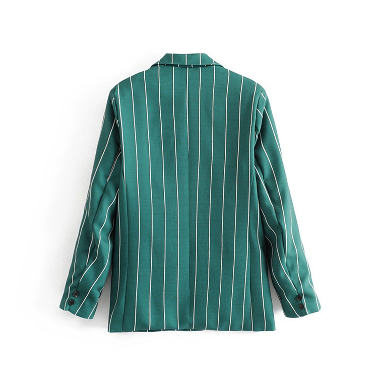 Geaca dama in dungi cu maneci lungi de culoare verde