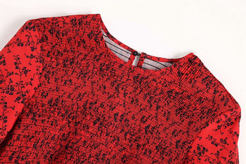 Rochie lejeră lungă din tul cu mâneci scurte de culoare roșie