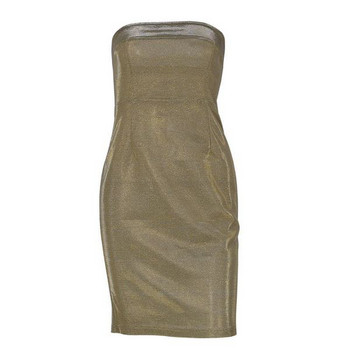 Rochie de dama eleganta cu efect stralucitor in culoarea aurie