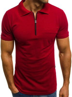 Мъжка тениска с цип и яка в няколко цвята