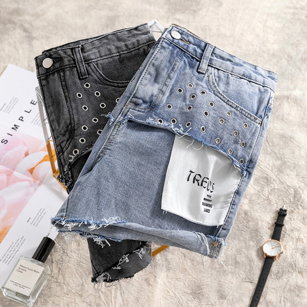 Blugi de dama moderni cu element metalic si talie inalta in doua culori