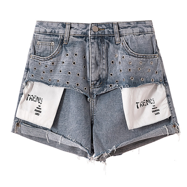 Blugi de dama moderni cu element metalic si talie inalta in doua culori