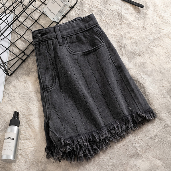 Blugi casual de dama cu talie inalta si buzunar cu motiv rupt