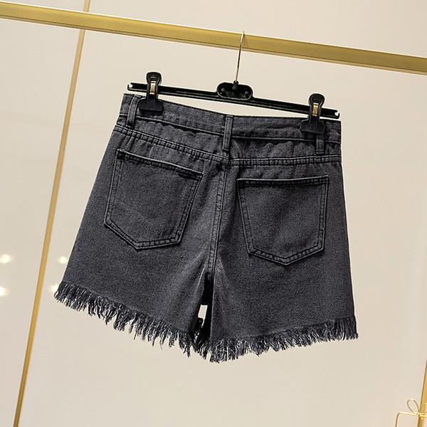 Blugi casual de dama cu talie inalta si buzunar cu motiv rupt