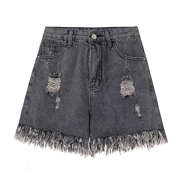 Pantaloni scurți eleganti de damă, cu motiv rupt și talie înaltă