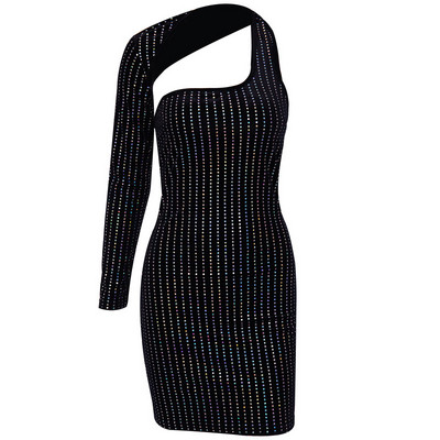 Rochie moderna de dama cu o maneca de culoare neagra