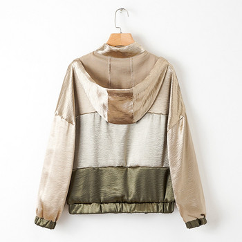 Geaca de primavara dama cu maneci lungi cu elastic si gluga