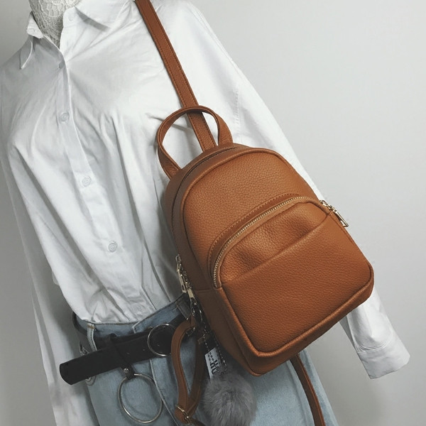 Rucsac de dama de zi cu zi din piele ecologica cu buzunar frontal in mai multe culori