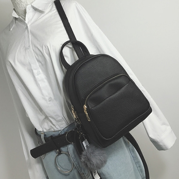 Rucsac de dama de zi cu zi din piele ecologica cu buzunar frontal in mai multe culori