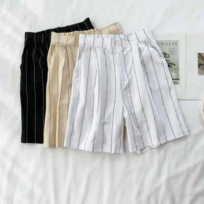 Дамски къси раирани панталони в три цвята