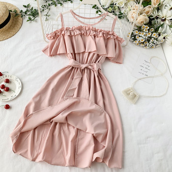 Rochie moderna de dama cu cravate in mai multe culori