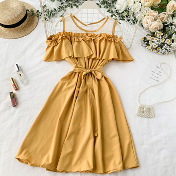 Rochie moderna de dama cu cravate in mai multe culori