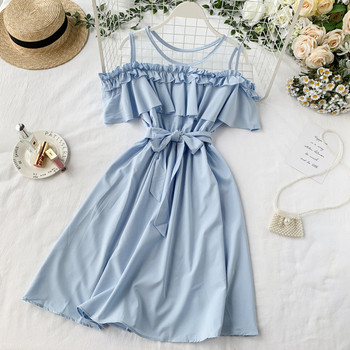 Rochie moderna de dama cu cravate in mai multe culori