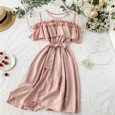 Rochie moderna de dama cu cravate in mai multe culori