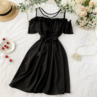 Rochie moderna de dama cu cravate in mai multe culori