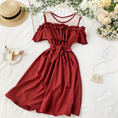 Rochie moderna de dama cu cravate in mai multe culori