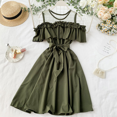 Rochie moderna de dama cu cravate in mai multe culori