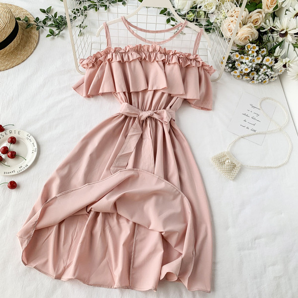 Rochie moderna de dama cu cravate in mai multe culori