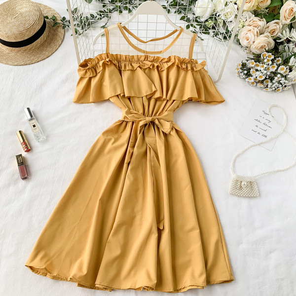 Rochie moderna de dama cu cravate in mai multe culori