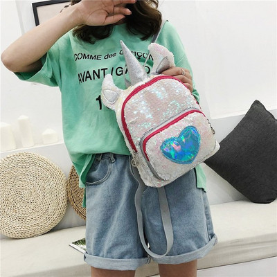 Rucsac modern de dama cu decor 3D si paiete in doua culori